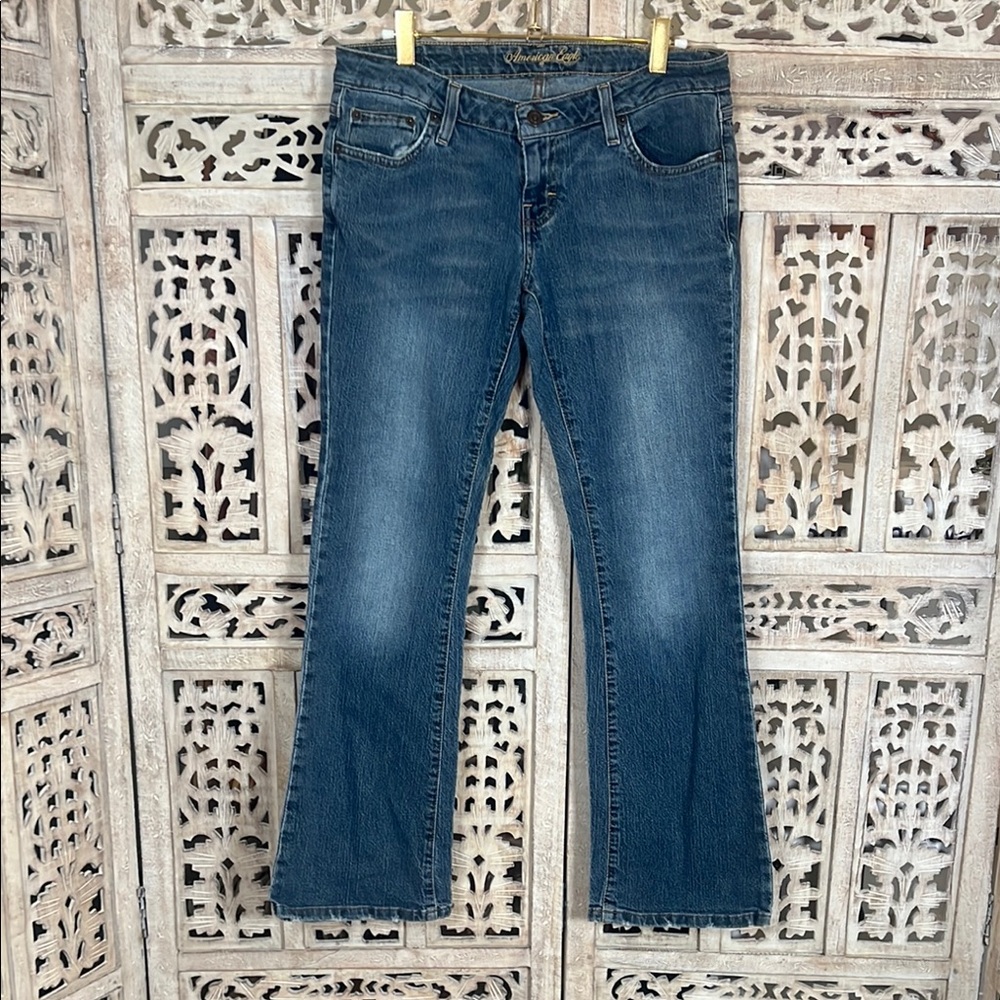 2011 low rise petite American Eagle Outfitters Blue Boot Cut Jeans